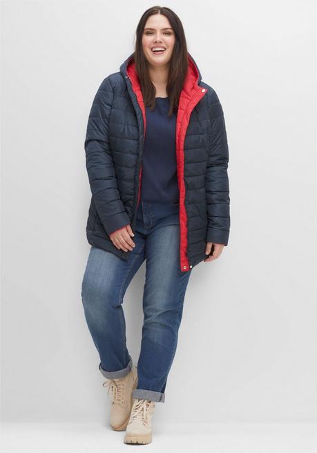 Sheego Wendejacke Mit Kapuze, Beidseitig Tragbar - Nachtblau Sheego