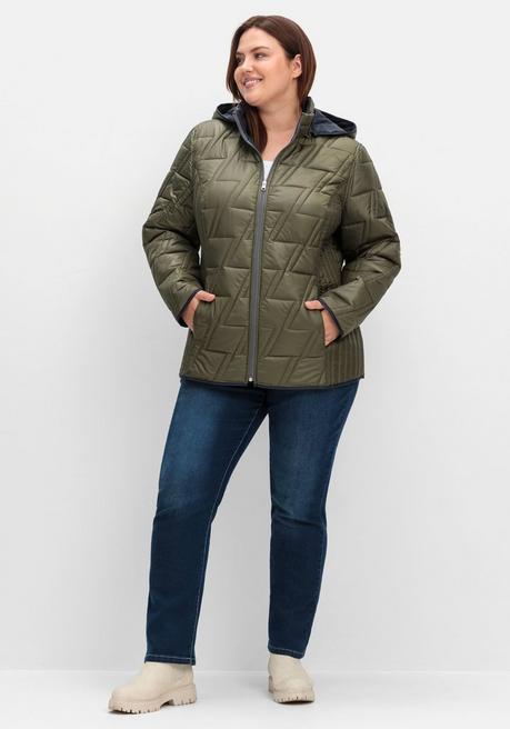 Sheego Wendesteppjacke Mit Kapuze Und Stehkragen - Khaki Sheego