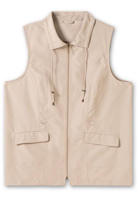 Sheego Weste Aus Microfaser, Mit Umlegekragen - Beigefarben Sheego