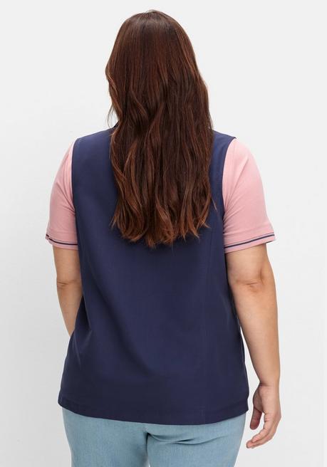 Sheego Weste Aus Microfaser, Mit Umlegekragen - Marine Sheego