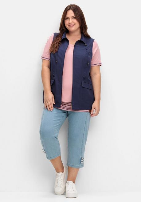 Sheego Weste Aus Microfaser, Mit Umlegekragen - Marine Sheego