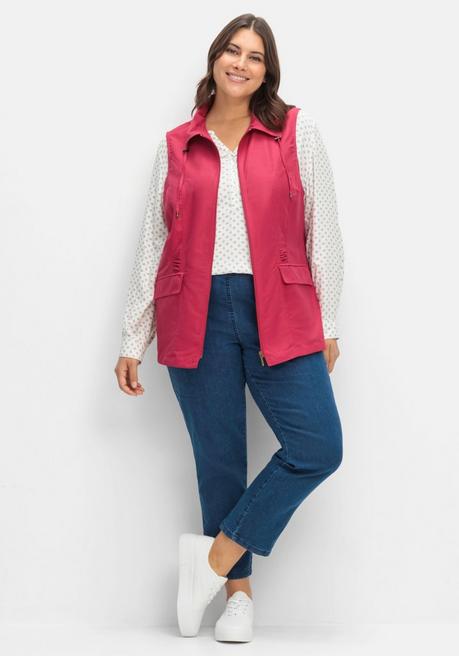 Sheego Weste Aus Microfaser, Mit Umlegekragen - Rot Sheego