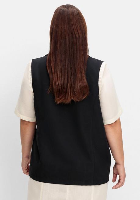 Sheego Weste Aus Microfaser, Mit Umlegekragen - Schwarz Sheego