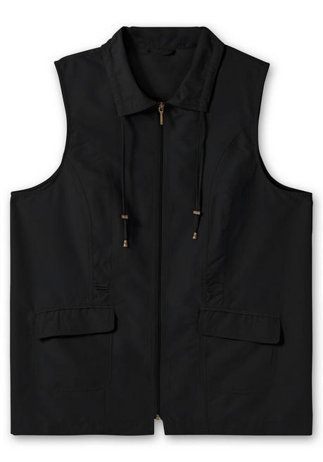 Sheego Weste Aus Microfaser, Mit Umlegekragen - Schwarz Sheego