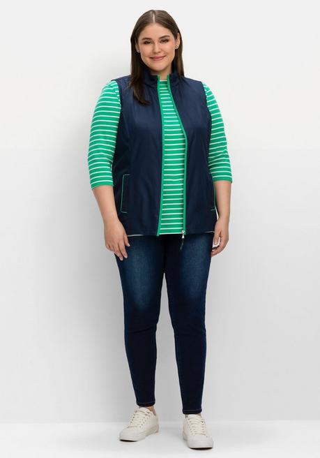 Sheego Weste Mit Stehkragen Und Kontrastdetails - Nachtblau Sheego