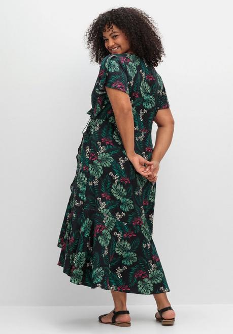 Sheego Wickelkleid Mit Tropenprint Und Volant - Schwarz Bedruckt Sheego
