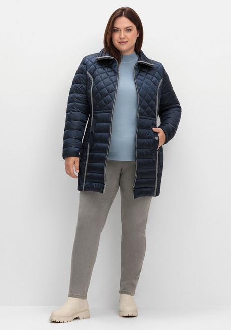 Sheego Winterjacke Im Steppmix, Mit Feinem Schimmer - Marine Sheego