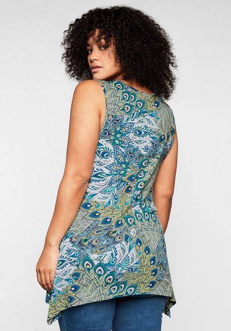 Sheego By Joe Browns Zipfeltop In Ausgestellter A-Form, Mit Druck - Weiß Bedruckt Sheego