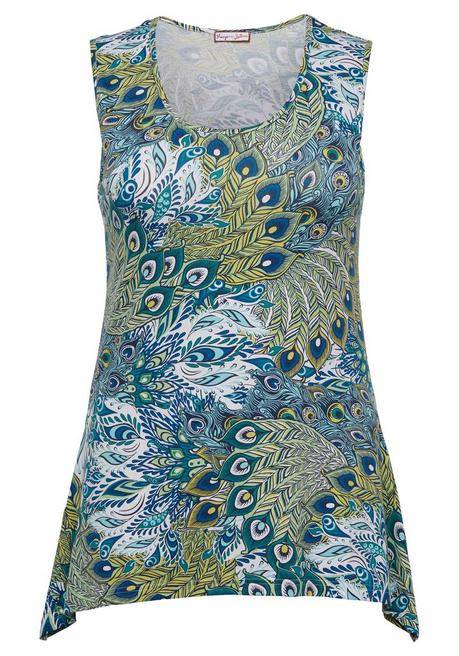 Sheego By Joe Browns Zipfeltop In Ausgestellter A-Form, Mit Druck - Weiß Bedruckt Sheego