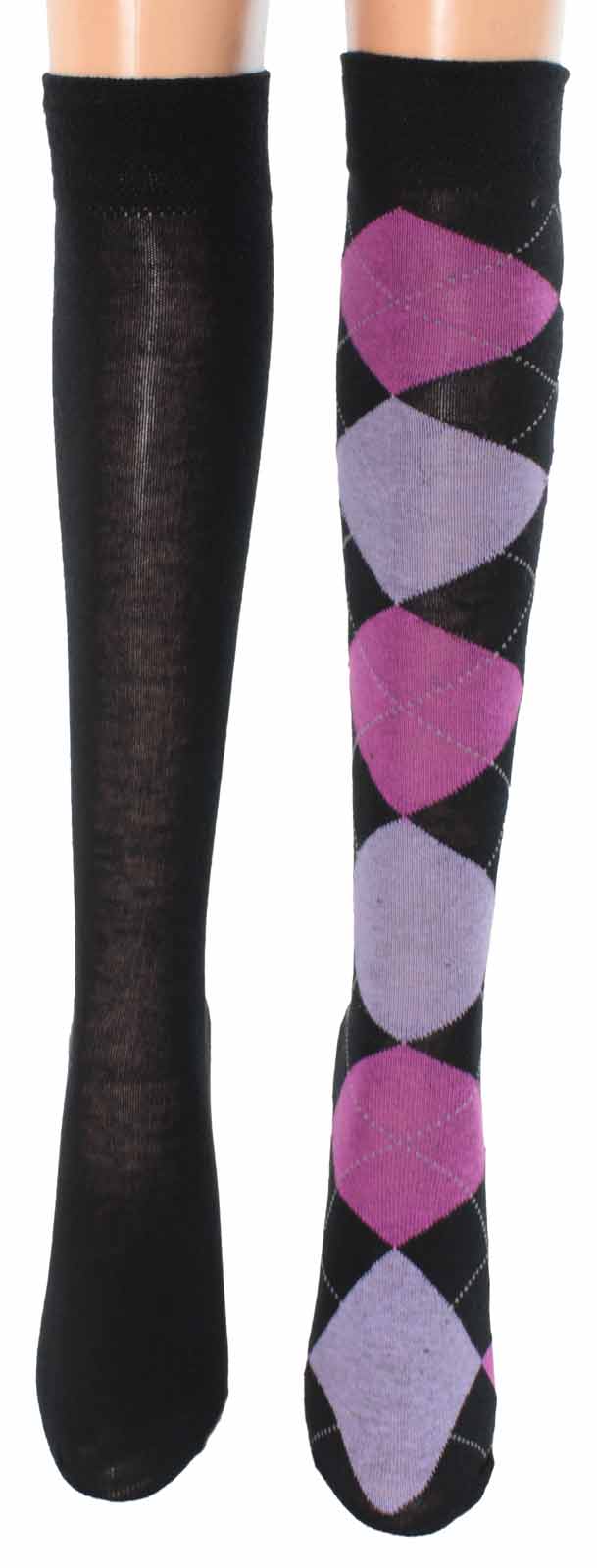 Shimasocks 2er Pack Damen Kniestrümpfe uni und Muster ohne Gummi