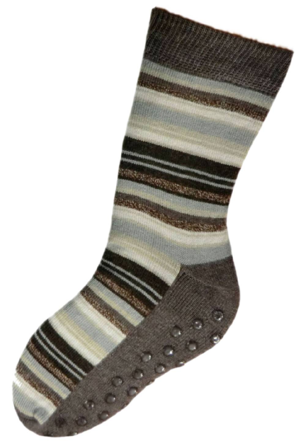 Shimasocks ABS Socken Stoppersocken geringelt 35/38 Baumwolle braunmeliert
