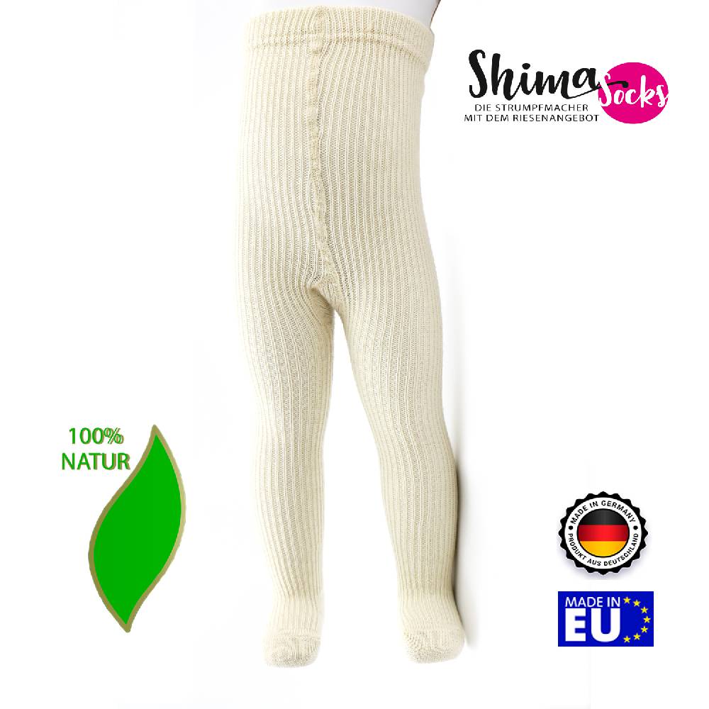Shimasocks Baby Strumpfhose Emmi 100% kbT BIO Wolle Schurwolle - kontrolliert biologisch, Babystrumpfhose hält warm, beige cream, natur - Kinderstrumpfhosen