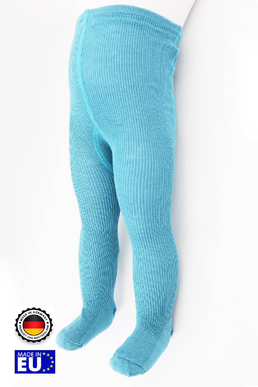 Shimasocks Baby- und Kinder-Strumpfhose türkis, hellblau, 100% KbT Schurwolle (Natur, Öko) vorgewaschen, Gr. 50 - 104
