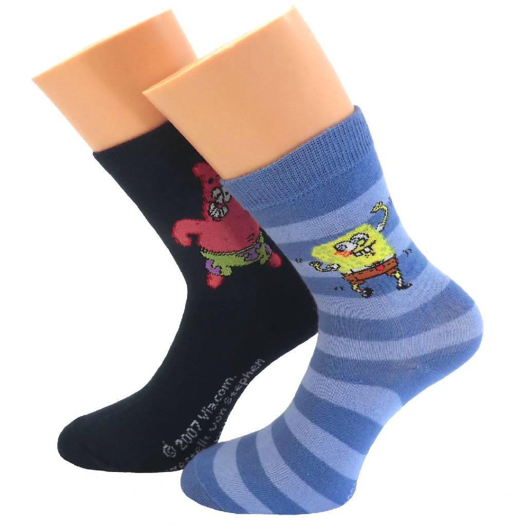 Shimasocks Coole Kinder Socken - Sponge Bob Strümpfe für Jungen und Mädchen im Doppelpack