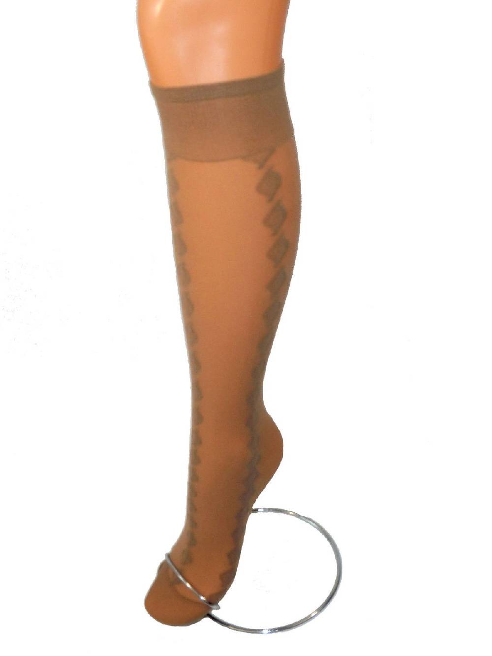 Shimasocks Damen Feinkniestrümfe gemustert 20 DEN cappuccino