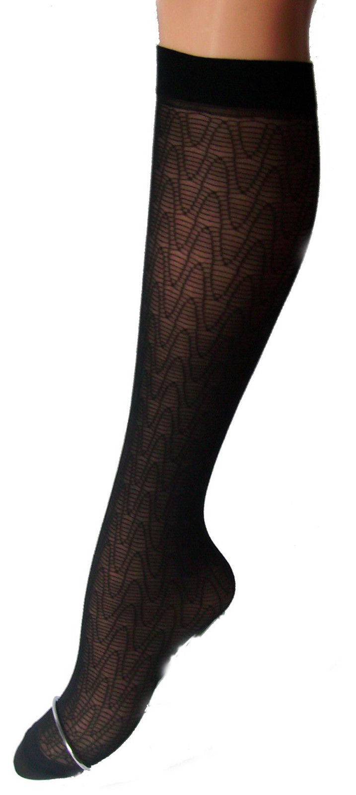 Shimasocks Damen Feinkniestrümpfe gemustert 20 den schwarz