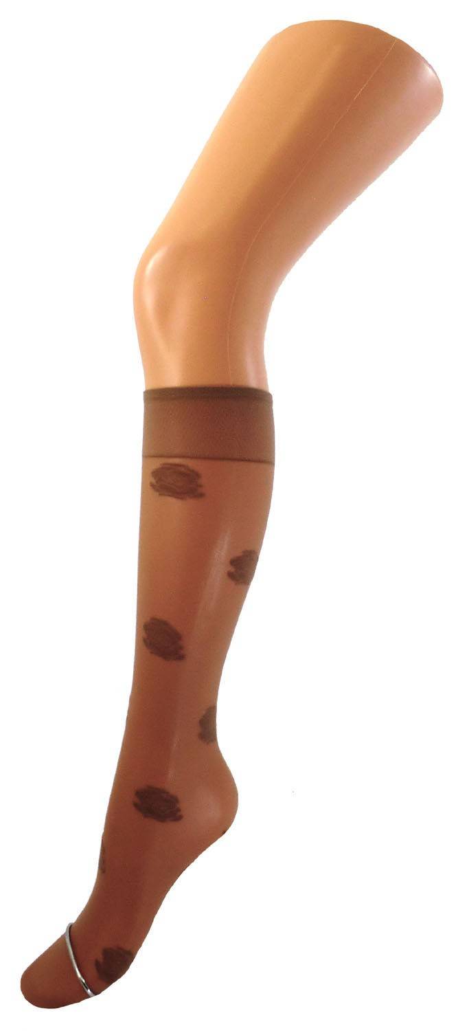 Shimasocks Damen Feinkniestrümpfe Rosenmuster 15 DEN