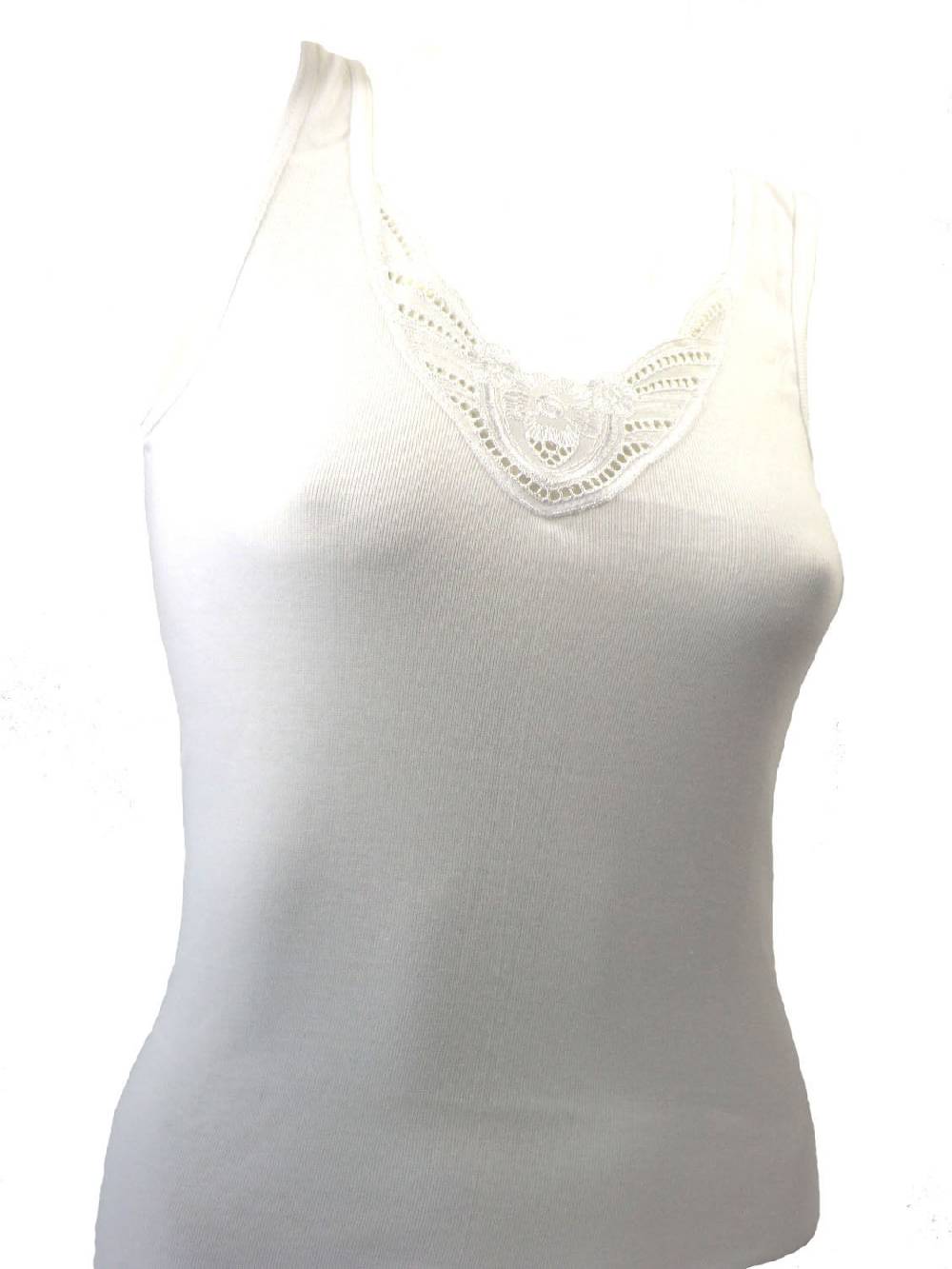 Shimasocks Damen Feinstrick Unterhemd mit Stickeinsatz Shimasocks Damen Feinstrick Unterhemd mit Stickeinsatz