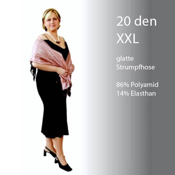 Shimasocks Damen Feinstrumpfhose natur 20 DEN Übergrösse XXXL 52-54 Plus Size leicht glänzend