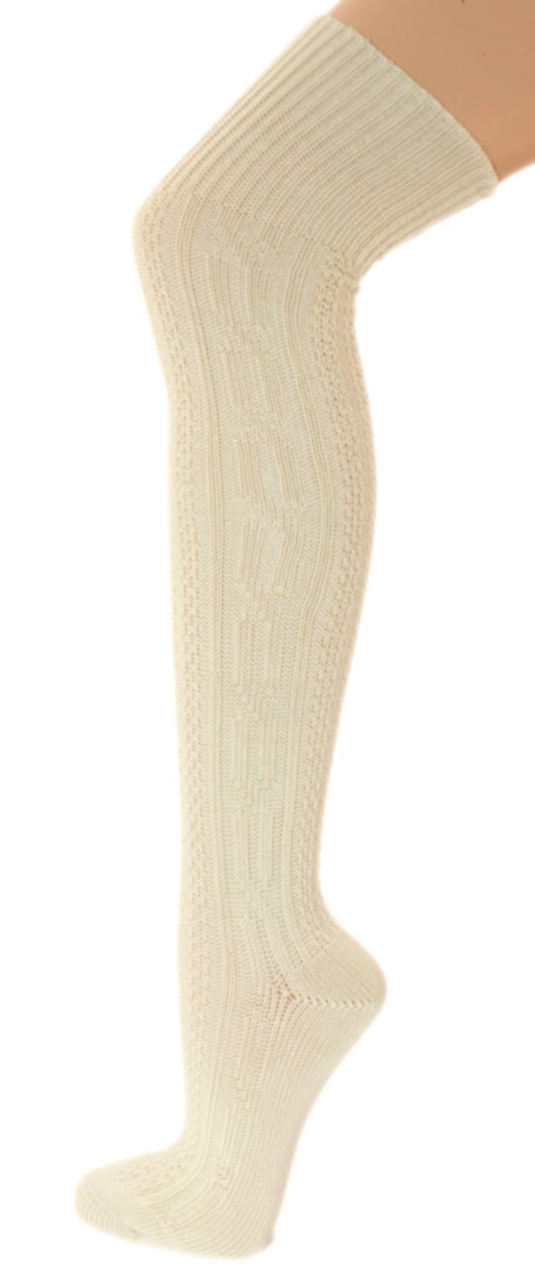 Shimasocks Damen Herren Kniestrümpfe Kniebundhosenstrumpf naturweiß ecru Oktoberfest, Kirmes, Trachten