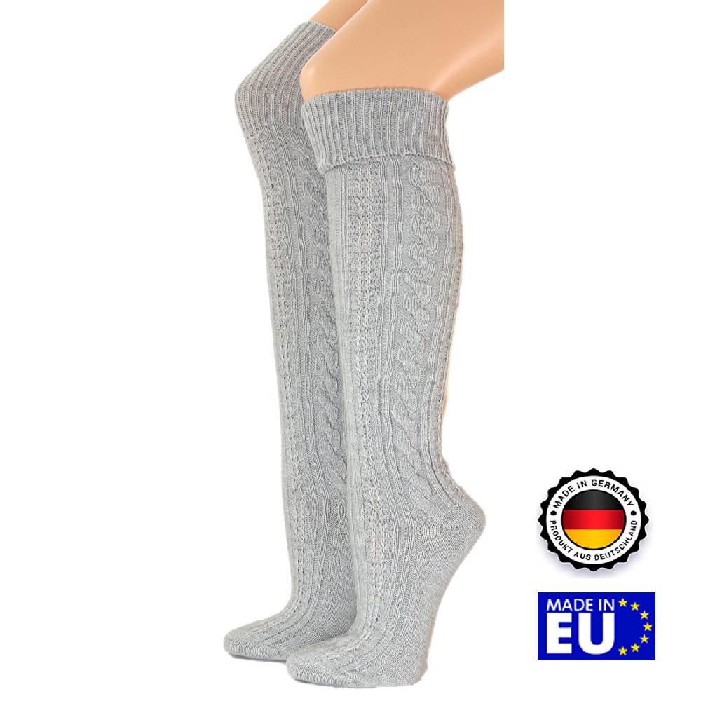 Shimasocks Damen Herren Kniestrümpfe Kniebundhosenstrumpf Zopfmuster grau, olive, Oktoberfest, Kirmes, Trachten