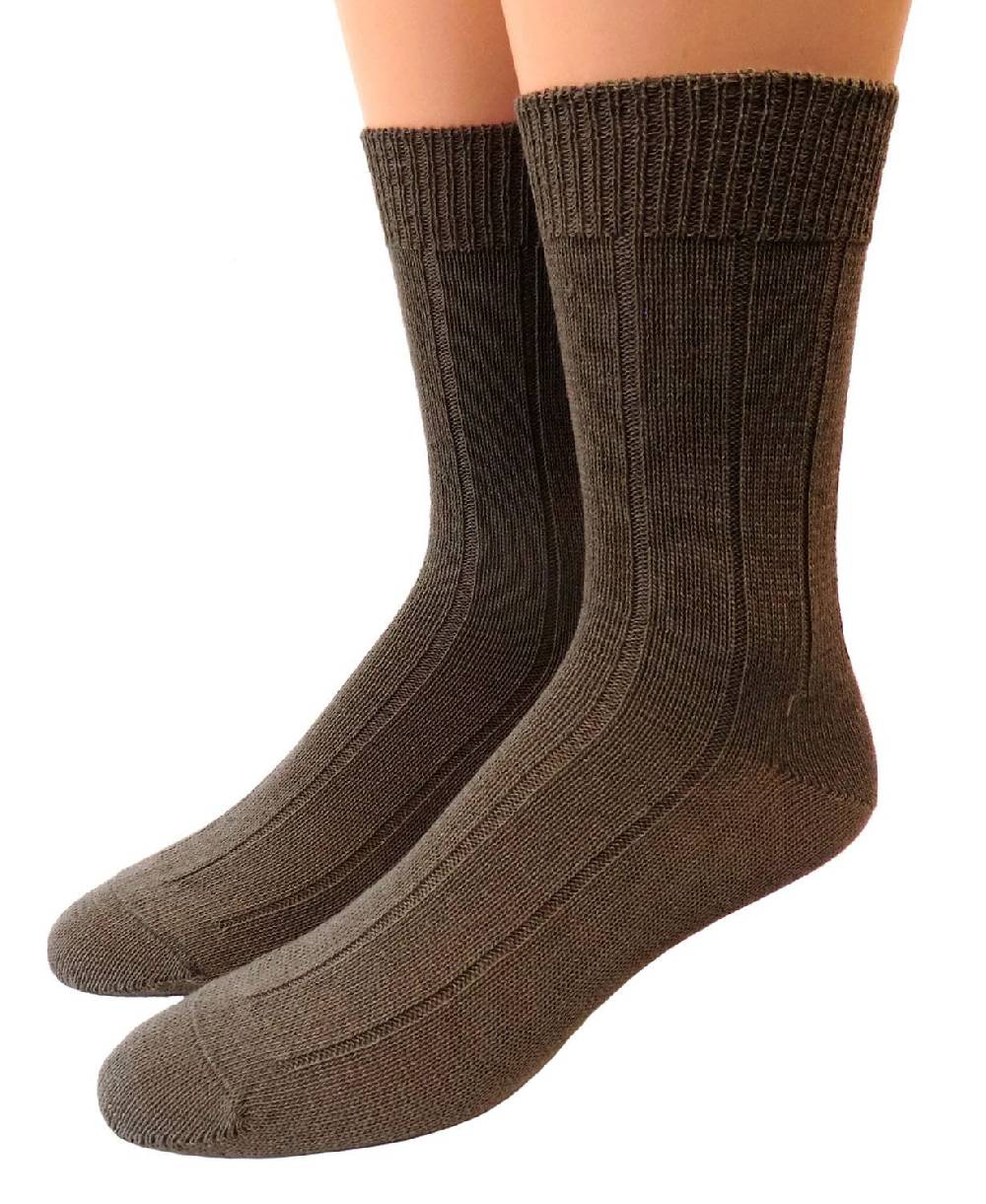 Shimasocks Damen Herren Rippsocken 100% Bio Wolle mittelbraun