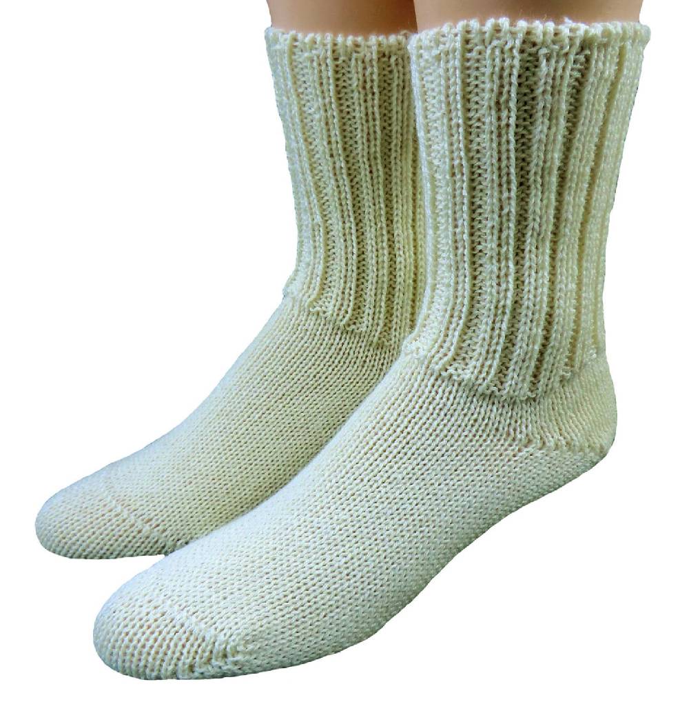 Shimasocks Damen Herren Socken 100% Wolle ohne Gummi rohweiß