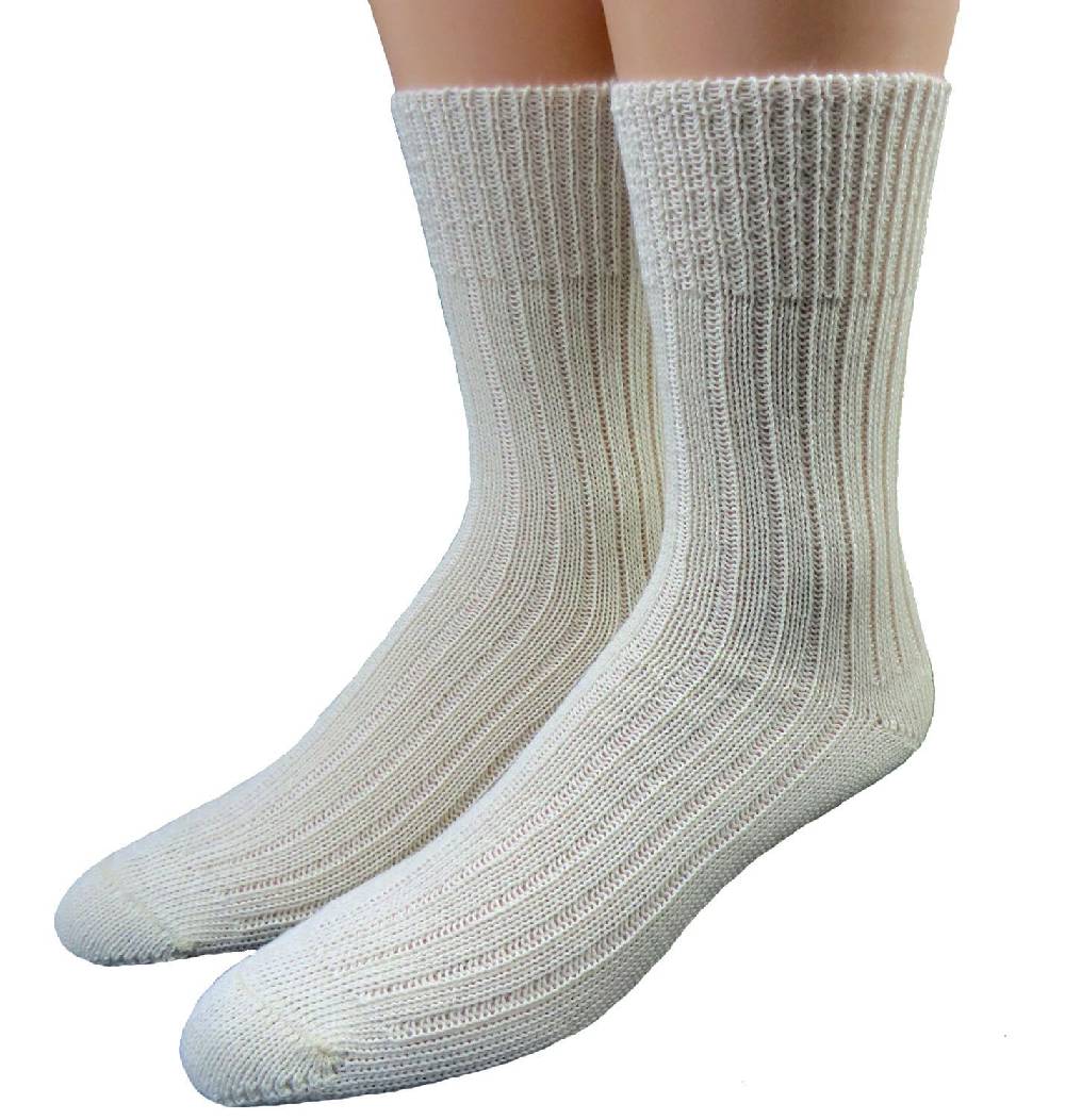 Shimasocks Damen Herren Socken 100% Wolle ohne Gummi rohweiß