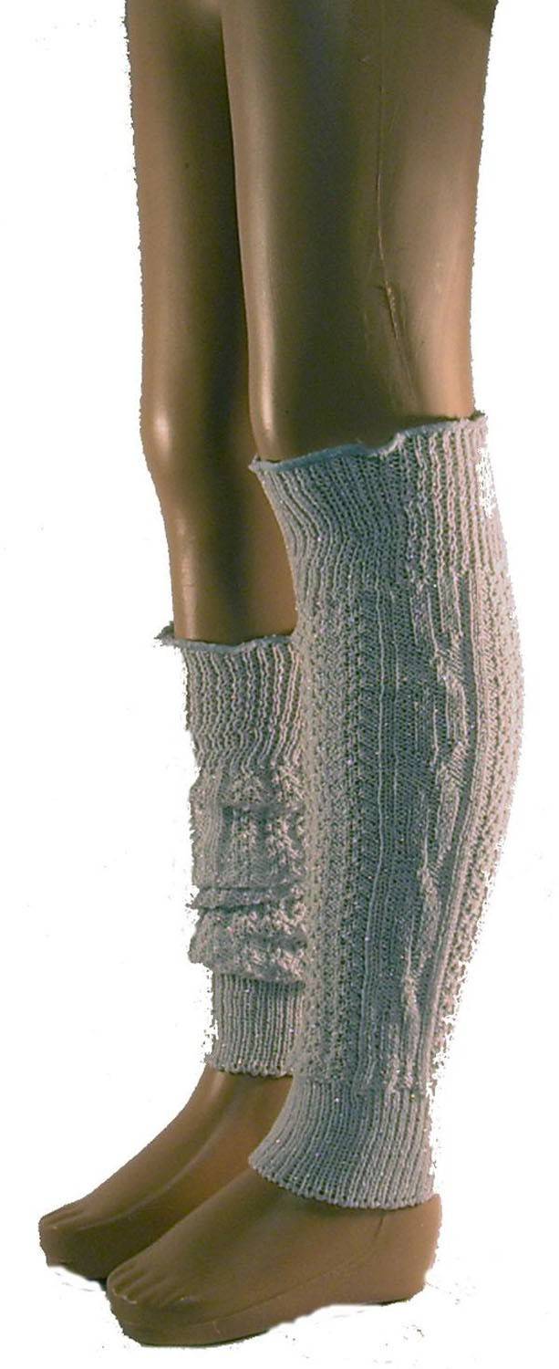 Shimasocks Damen Kinder Stulpen Legwarmer weiß mit Silberfaden