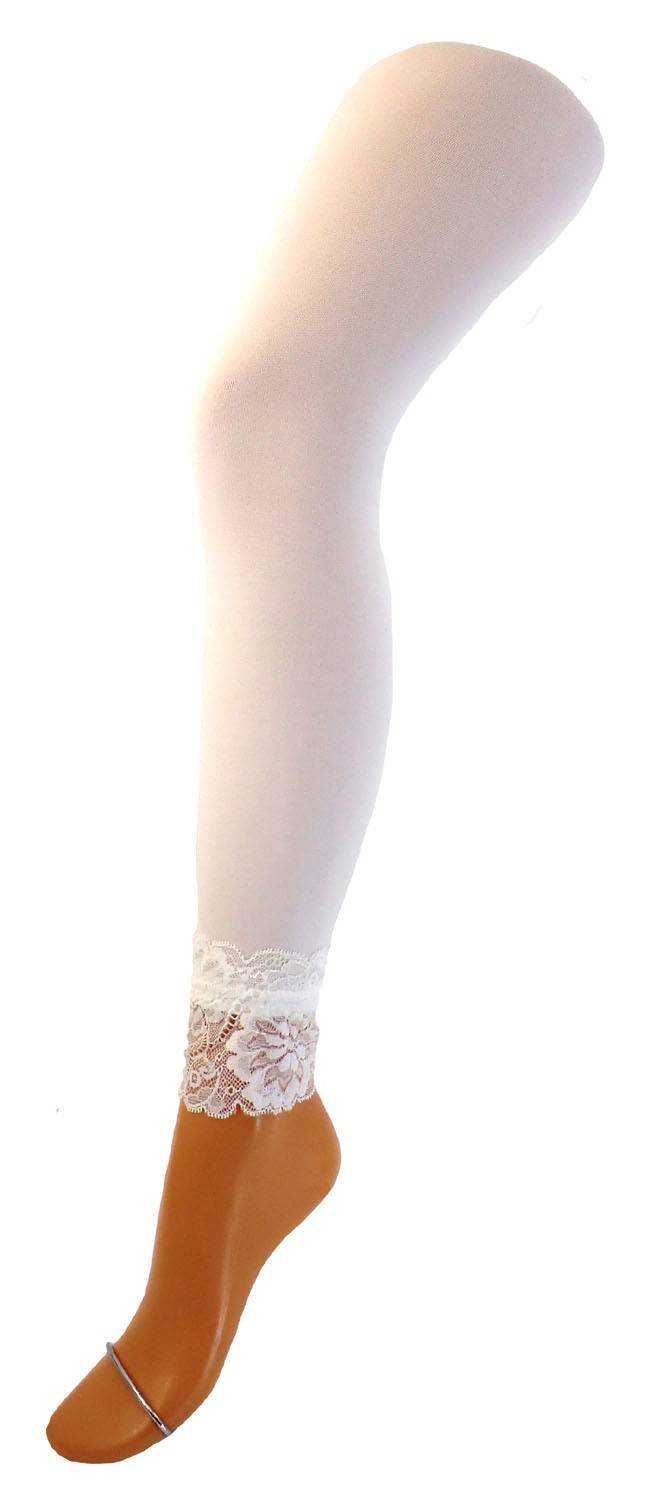 Shimasocks Damen Leggings Microfaser 70 DEN lang mit Spitze, blickdicht