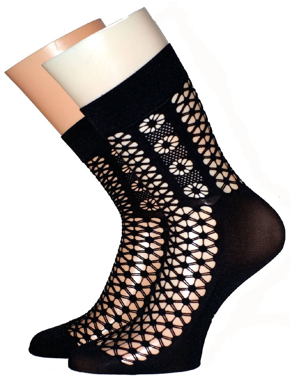 Shimasocks Damen Netzsöckchen mit leichtem Muster schwarz, rosa, neon grün, 35/38 breiter Komfortbund