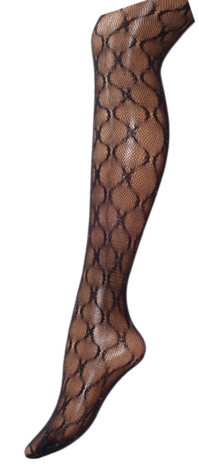 Shimasocks Damen Netzstrumpfhose schwarz mit Metallfaden