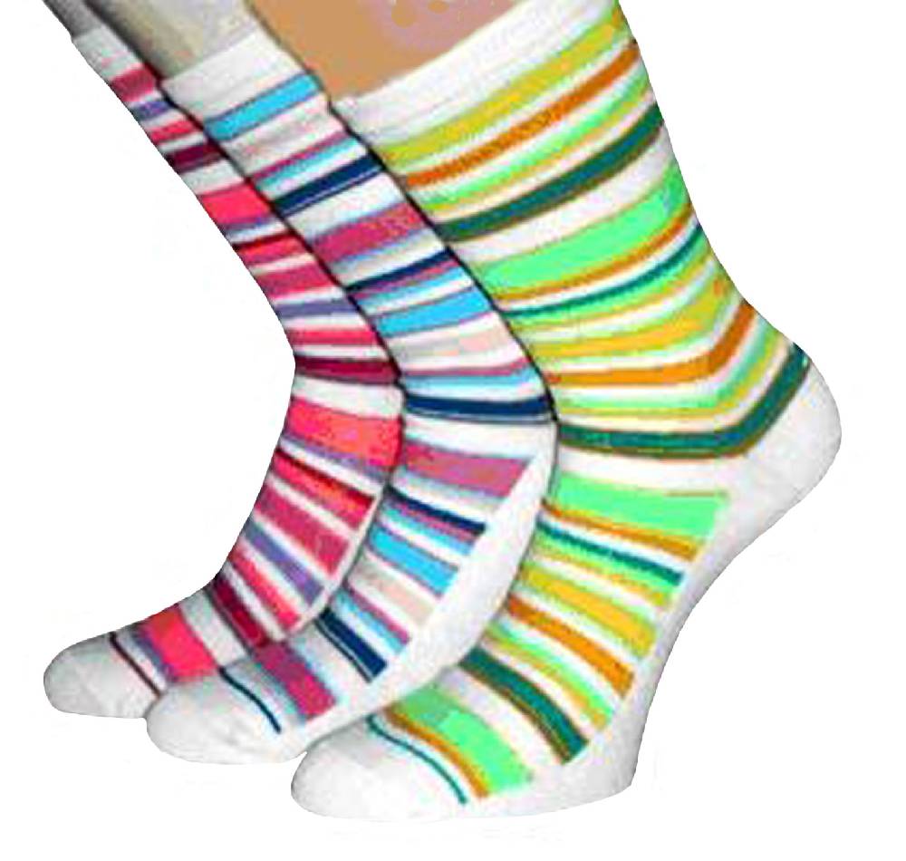 Shimasocks Damen Ringel Socken 3er Pack gekettelt, mit Piqueerand