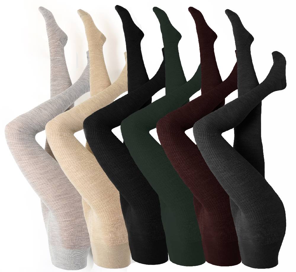 Shimasocks Damen Wool Wolle Strumpfhose, Schurwollmischung, 1 Paar, versch. Farben, Größe S-XL - Komfortbund, blickdicht Winter schwarz grau beige - bis Gr. 62
