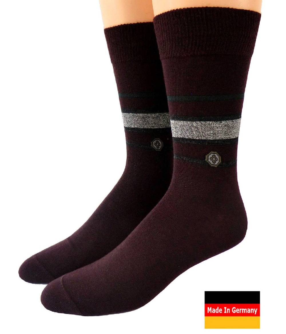 Shimasocks Herren Socken Wolle Übergröße handgekettelt, 1:1 Rippe, dunkelgrün, bordeau, braun 47/50