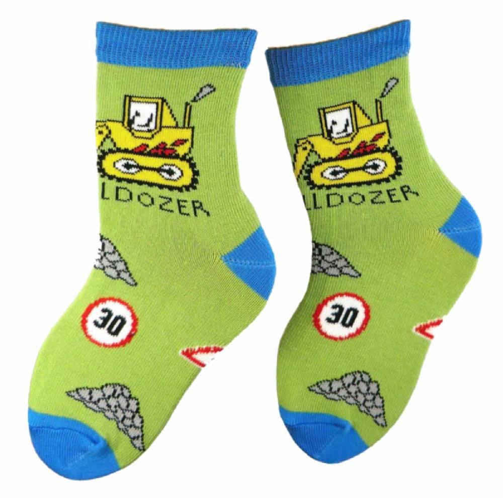 Shimasocks Jungen Kinder Socken - Strümpfe mit Motiv Baustelle - Bagger - Bulldozer