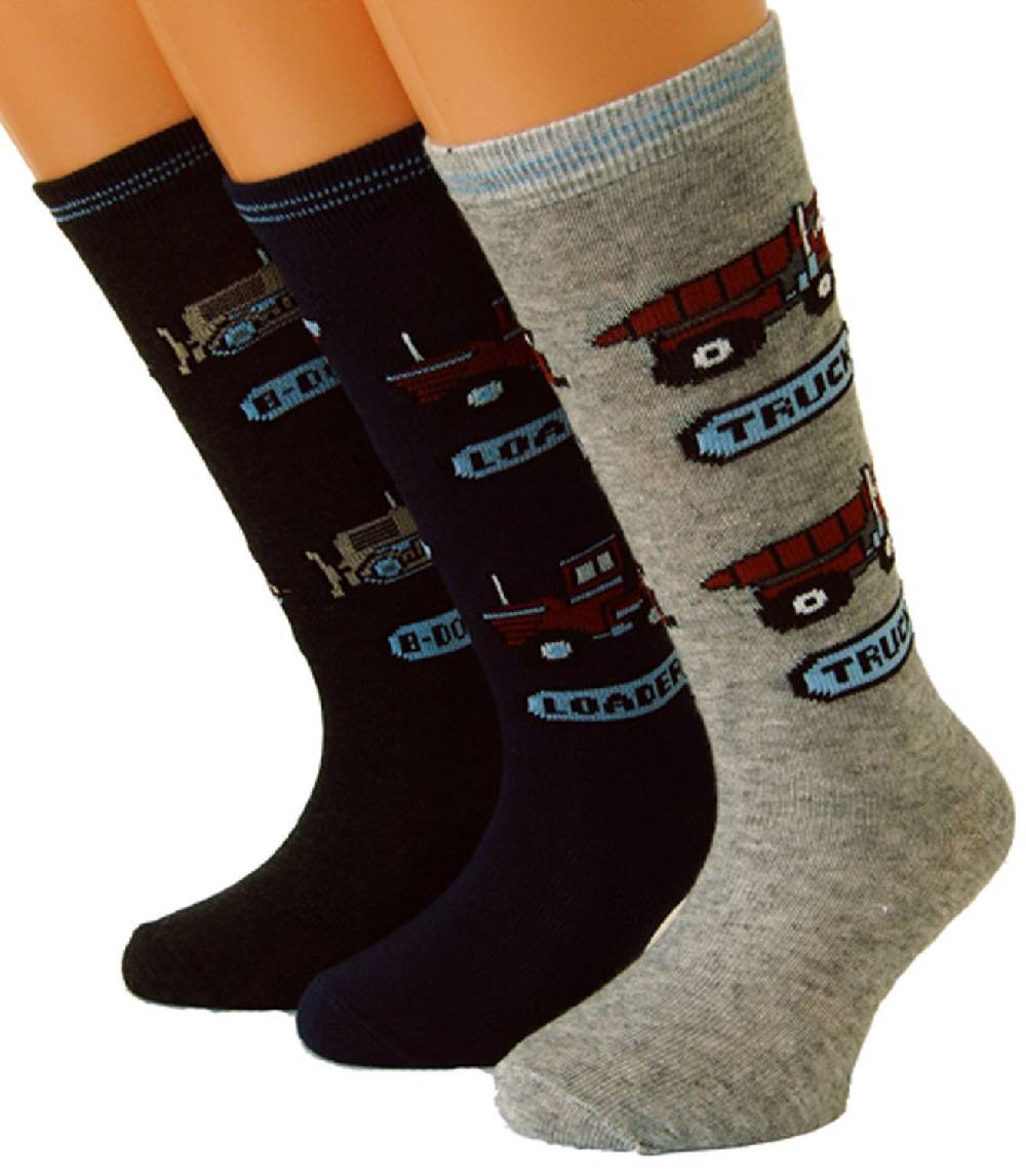 Shimasocks Kinder Kniestrümpfe Baufahrzeuge 3er Pack
