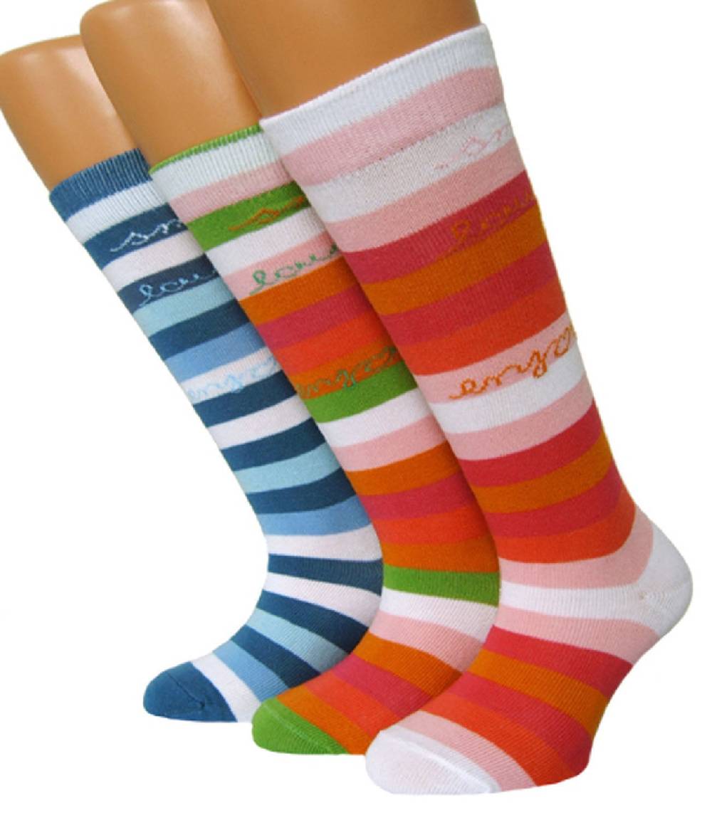 Shimasocks Kinder Kniestrümpfe Ringel mit Schriftzug