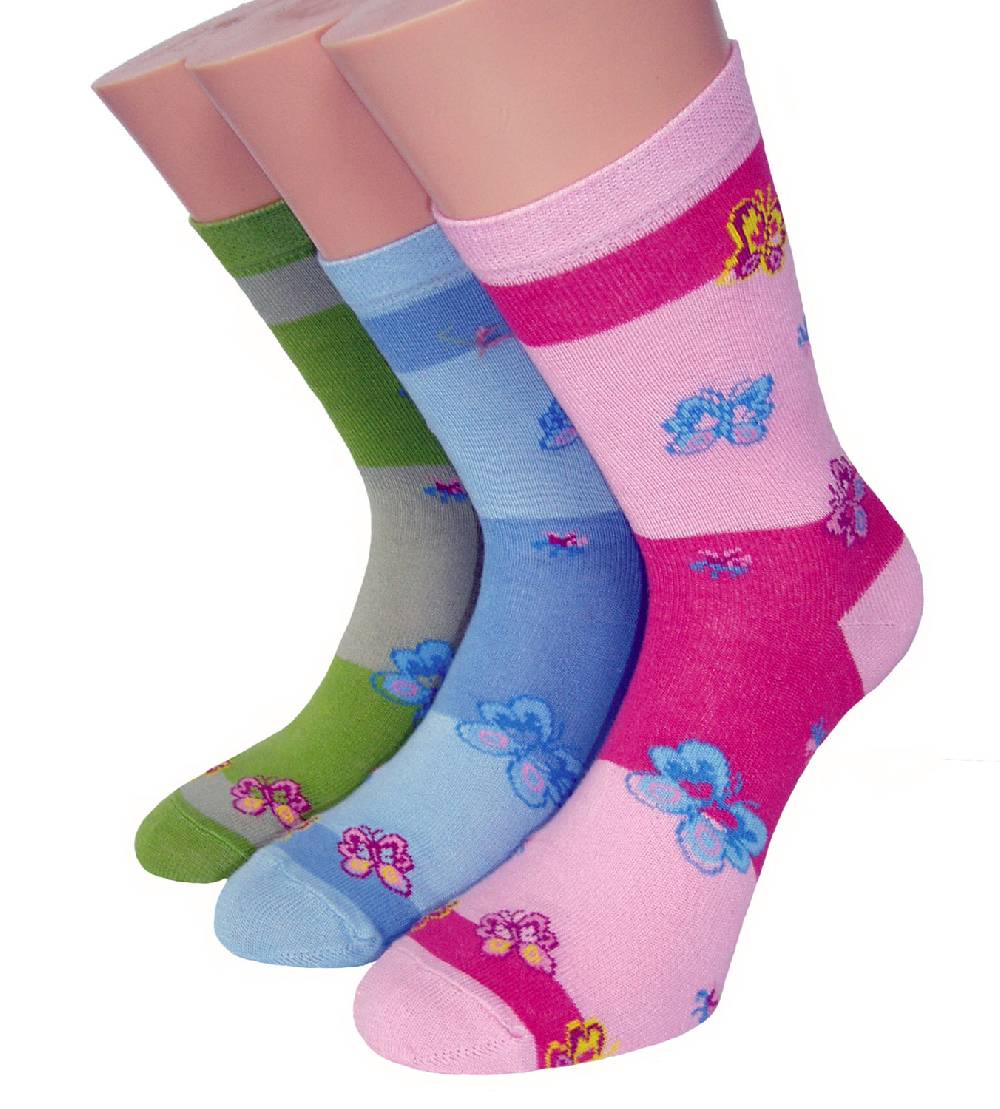Shimasocks Kinder Mädchen Socken allover Schmetterlinge 3er Pack