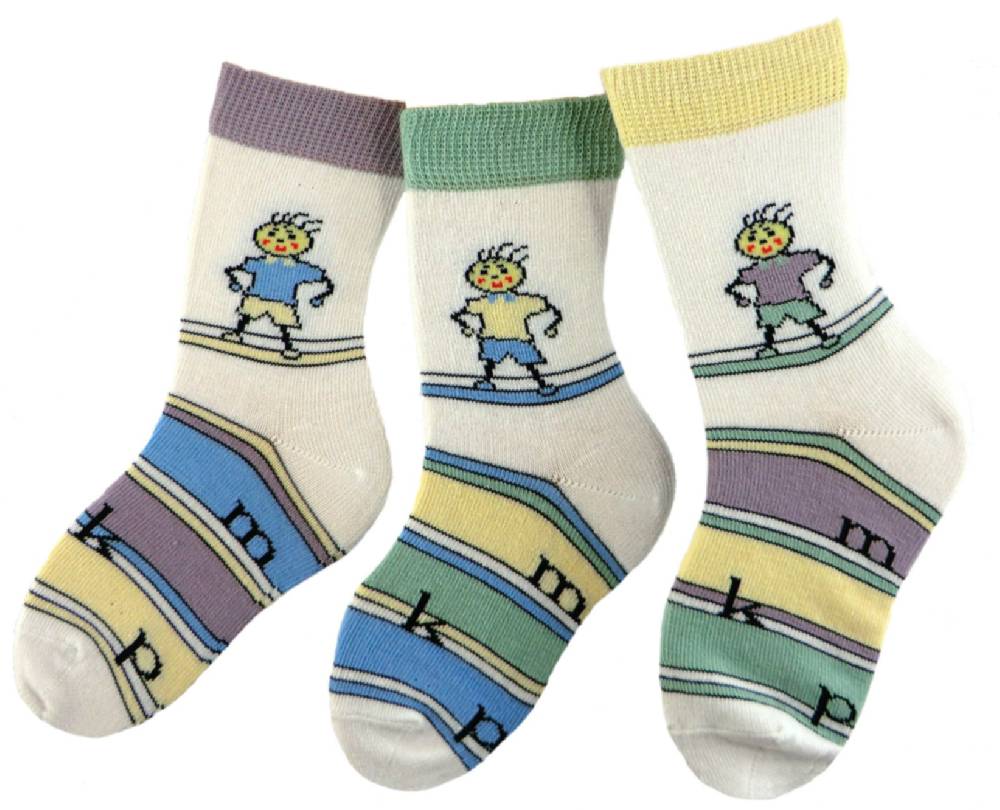 Shimasocks Kinder Socken geringelt Motiv Kinderzeichnung