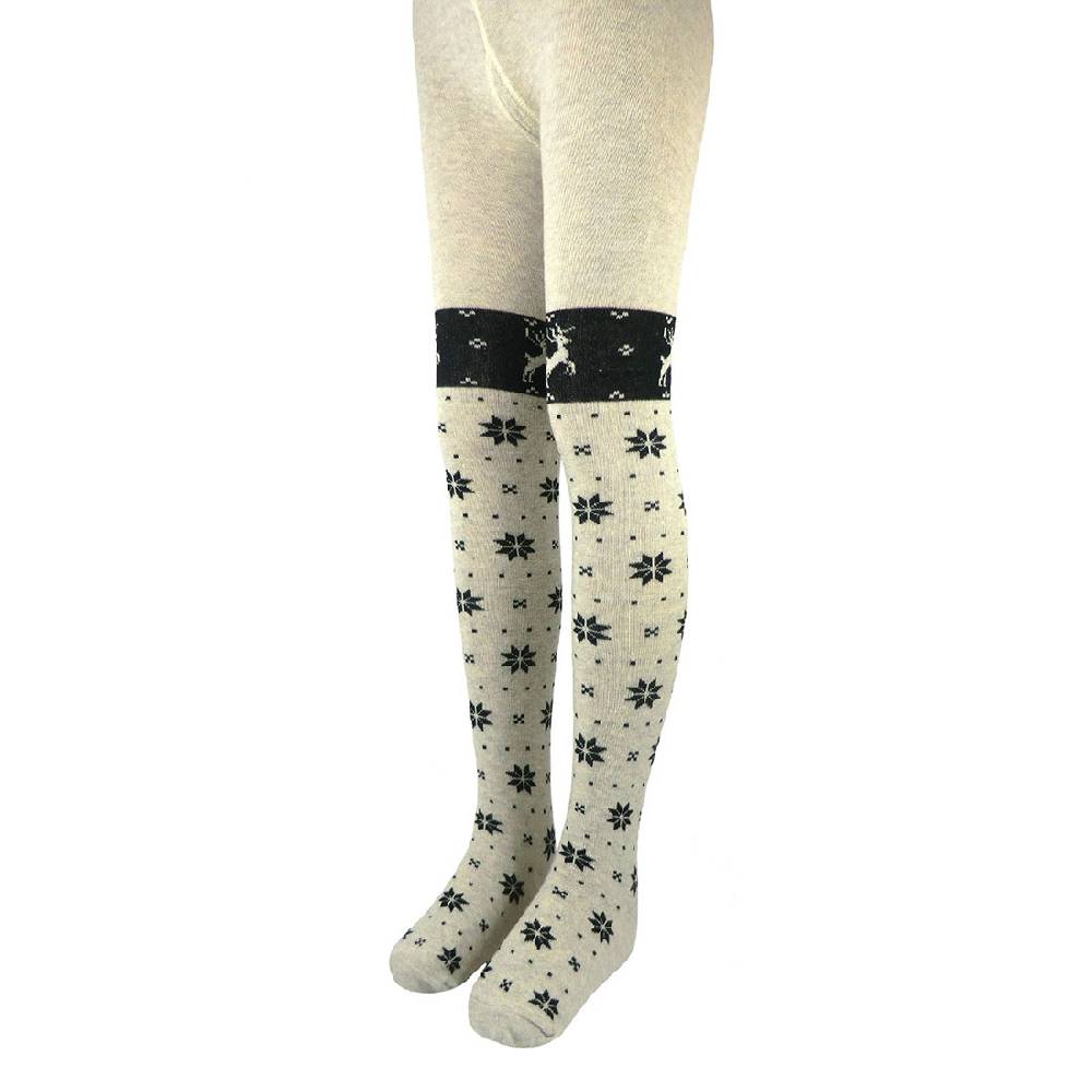 Shimasocks Kinder Strumpfhose Schneekristall beige schwarz
