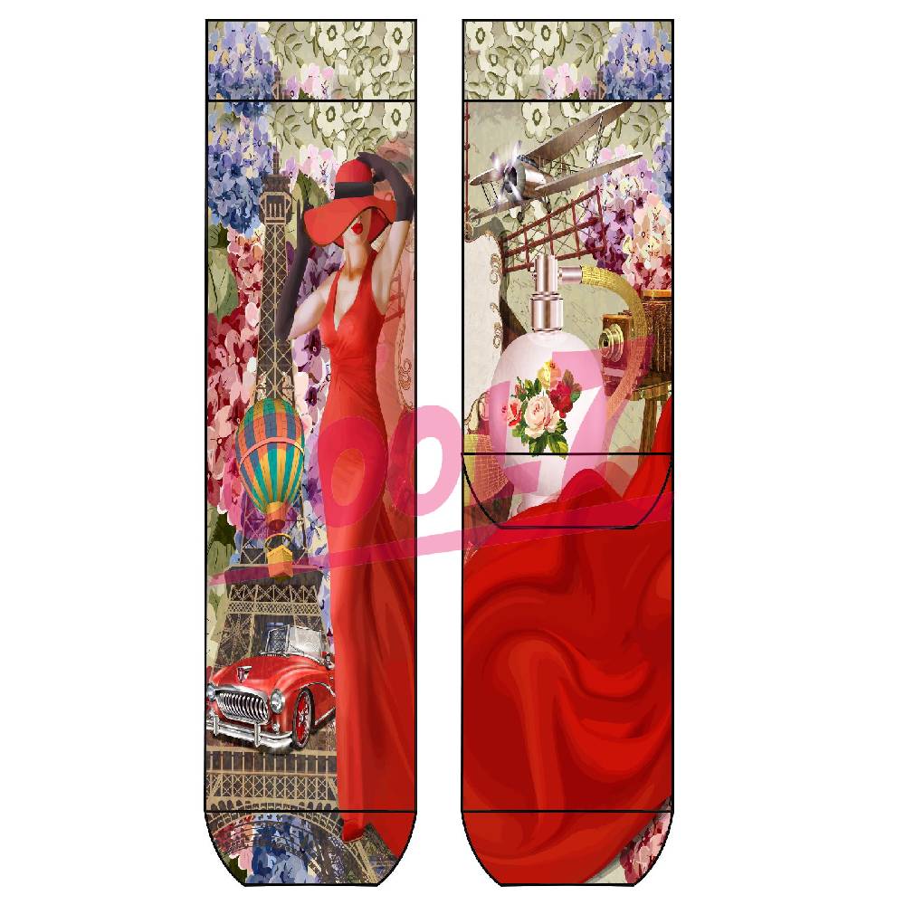 Shimasocks Lady Socks "Lady in Red" OneSize Bio Baumwolle comic Design bunt Paris cool