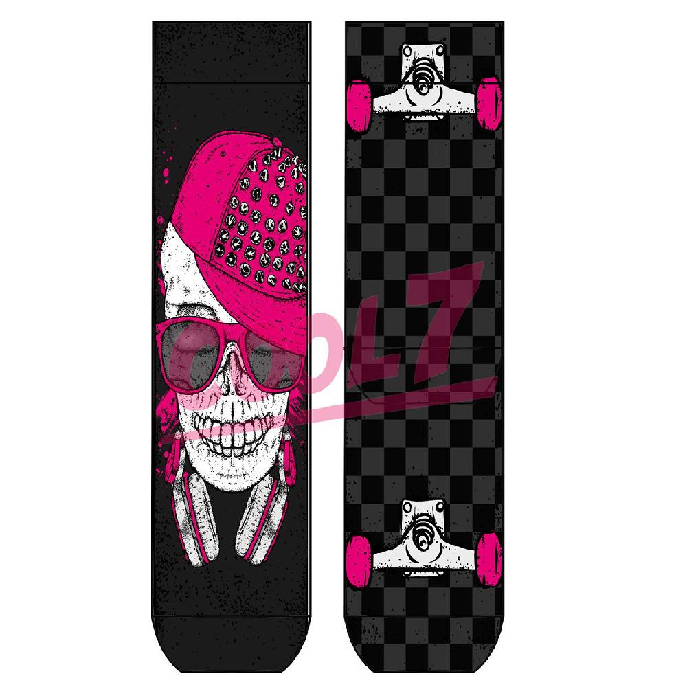 Shimasocks Lady Socks "Pink Skull" OneSize Bio Baumwolle comic Design bunt funny totenkopf cool