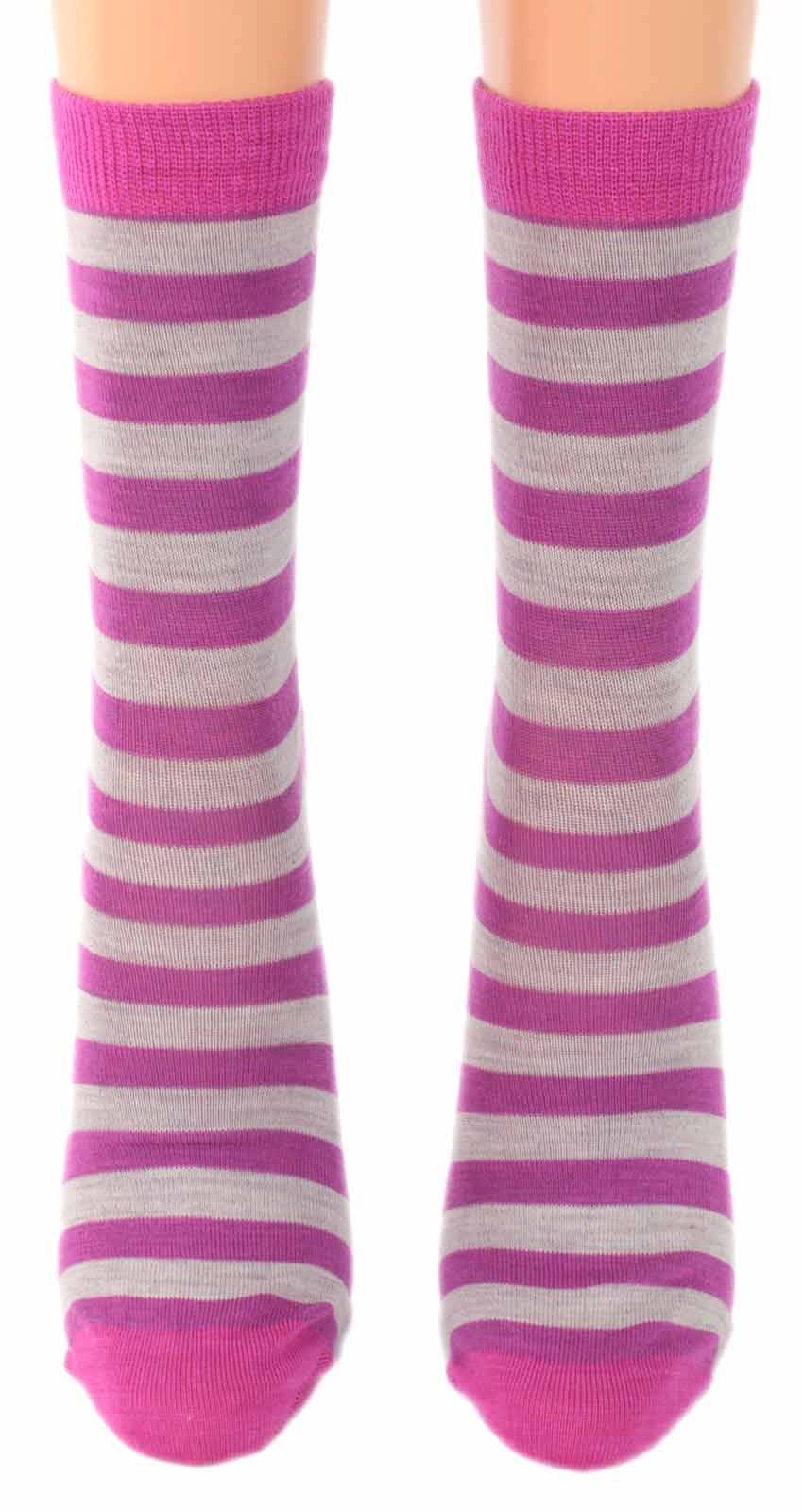 Shimasocks Modische Damen & Mädchen Woll Socken im Ringel Look - Strümpfe PINK gestreift