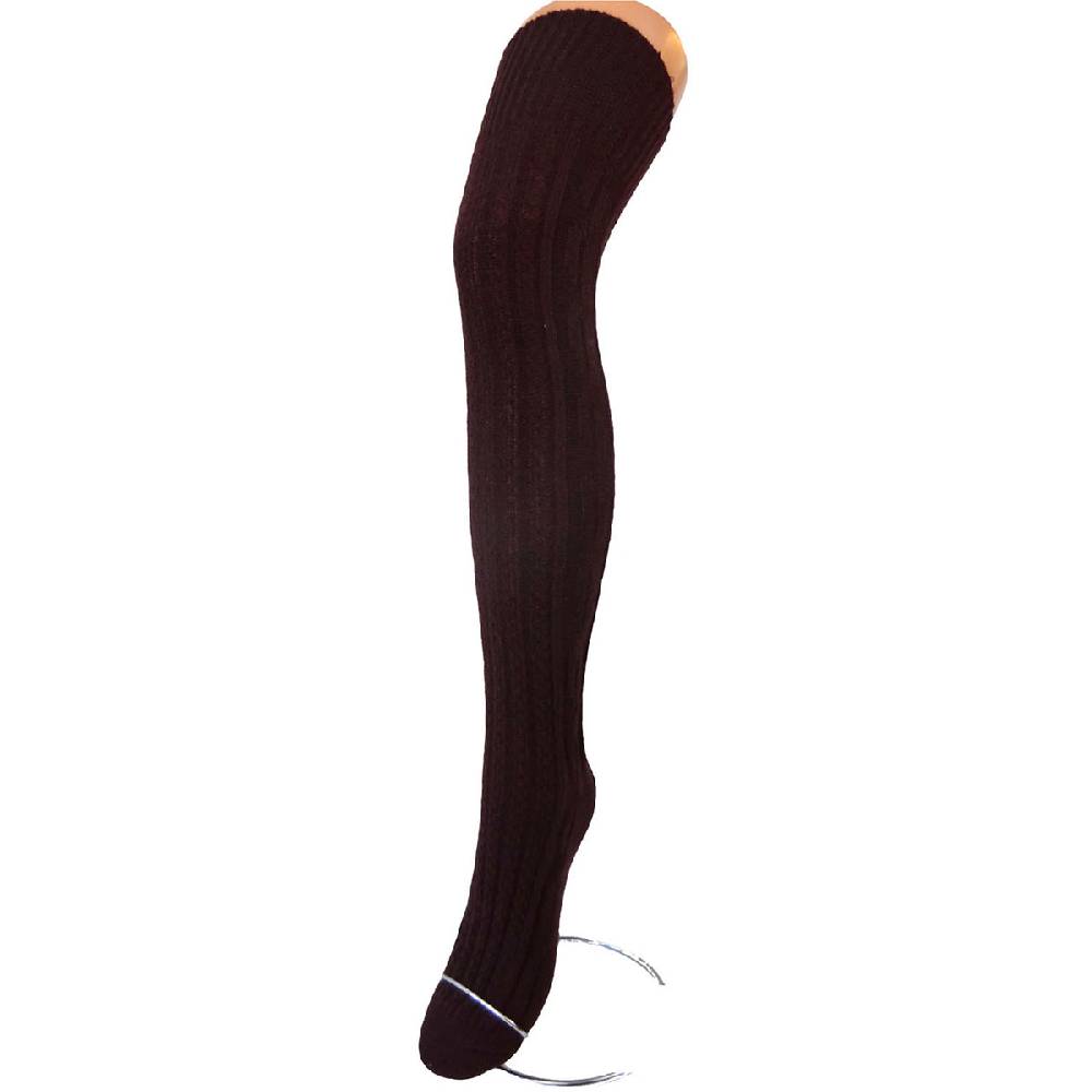 Shimasocks Modische Damen Overknee Socken - Strümpfe aus 100% Schurwolle - dunkelbordeaux