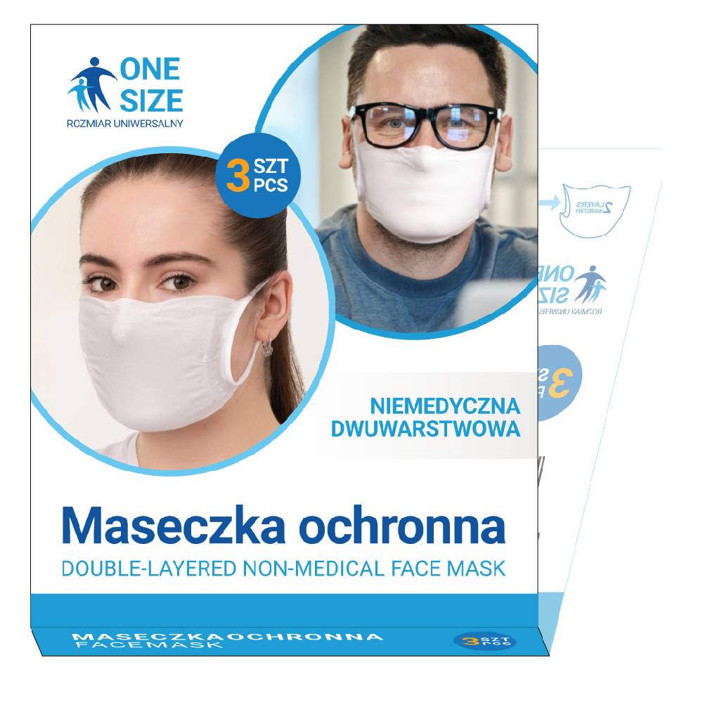 Shimasocks Nicht-Medizinsicher Mundschutz 3er Pack, 2 Layer Elasthisch, 60% Grad Waschbar Weiß Wiederverwendbar