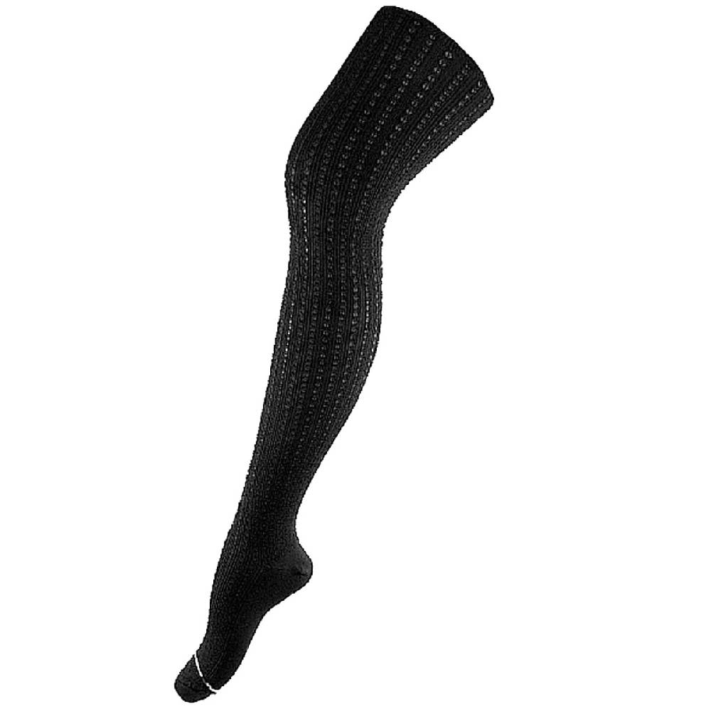 Shimasocks Öko Damen Strumpfhose Ajour Häkellook schwarz