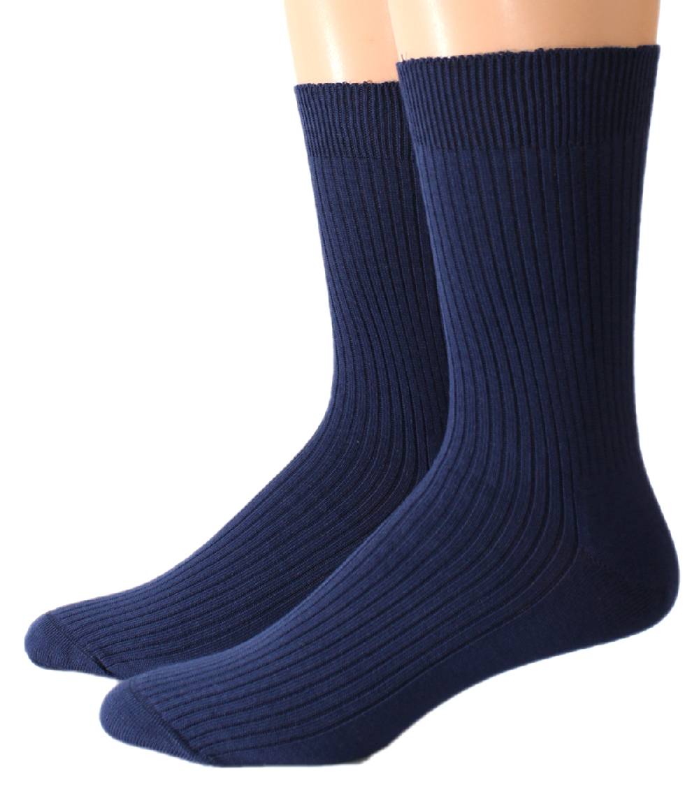 Shimasocks Schlicht Elegante Herrensocke Marine Schwarz 3:1 Rippe Handgekettelt