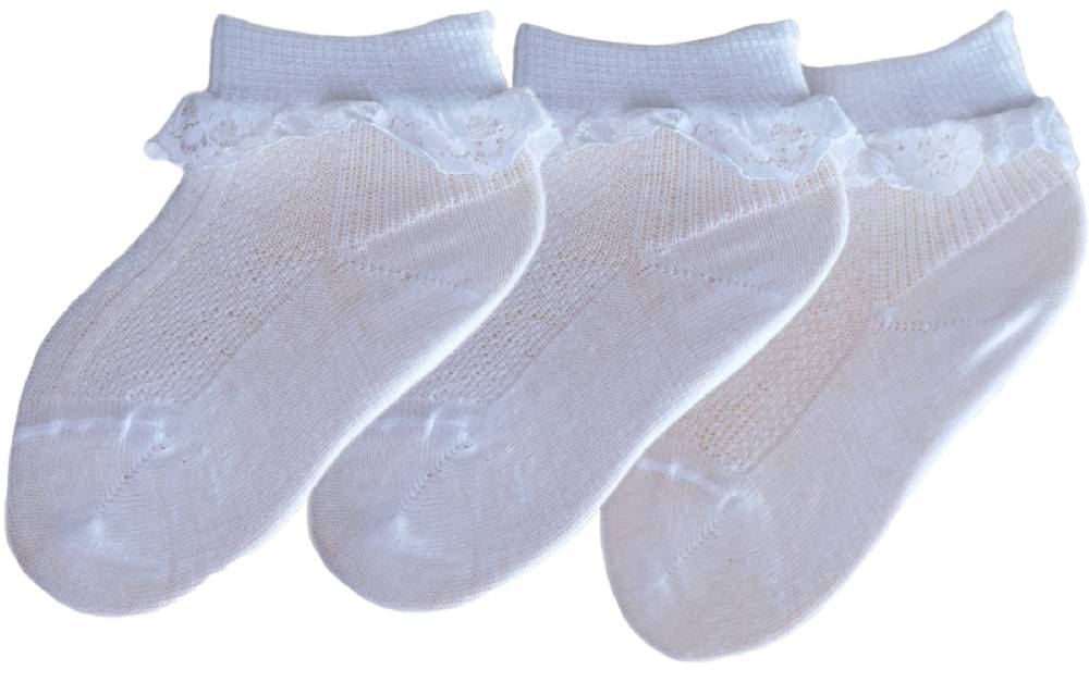 Shimasocks Baby Socken weiß mit Spitze 3er Pack