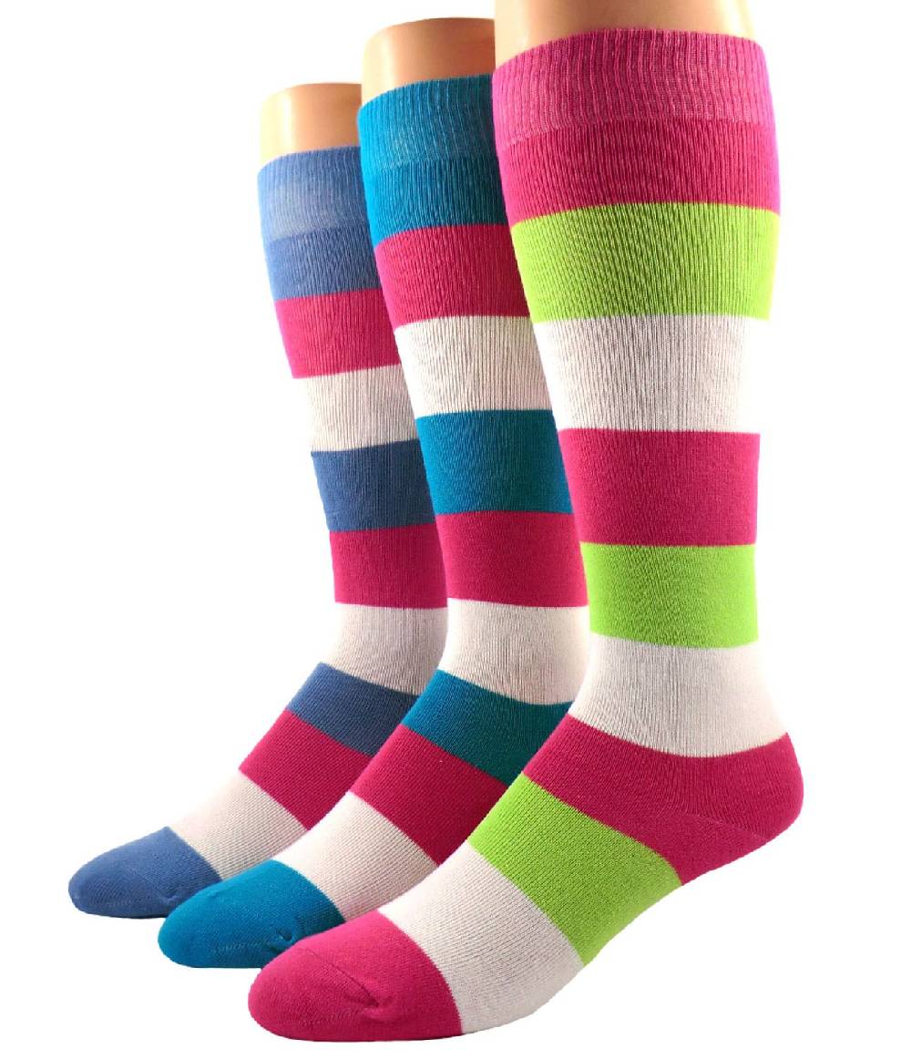 Shimasocks Damen Kniestrümpfe Blockringel 3er Pack